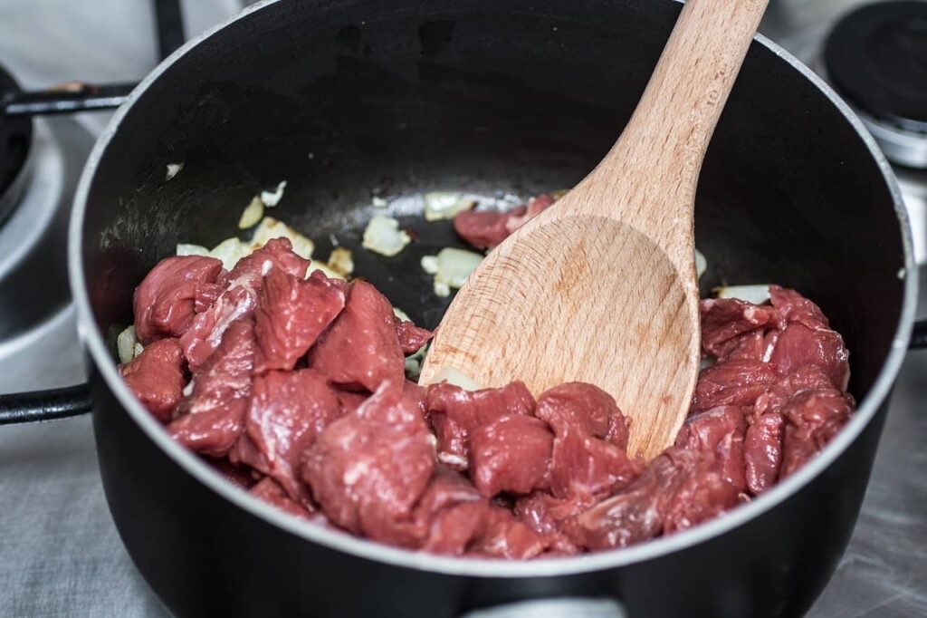 Pan fry stew beef